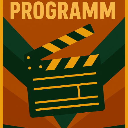 Cover mit Text Filmprogramm und Filmklappe