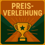 Pokal mit Stern und Titel Preisverleihung